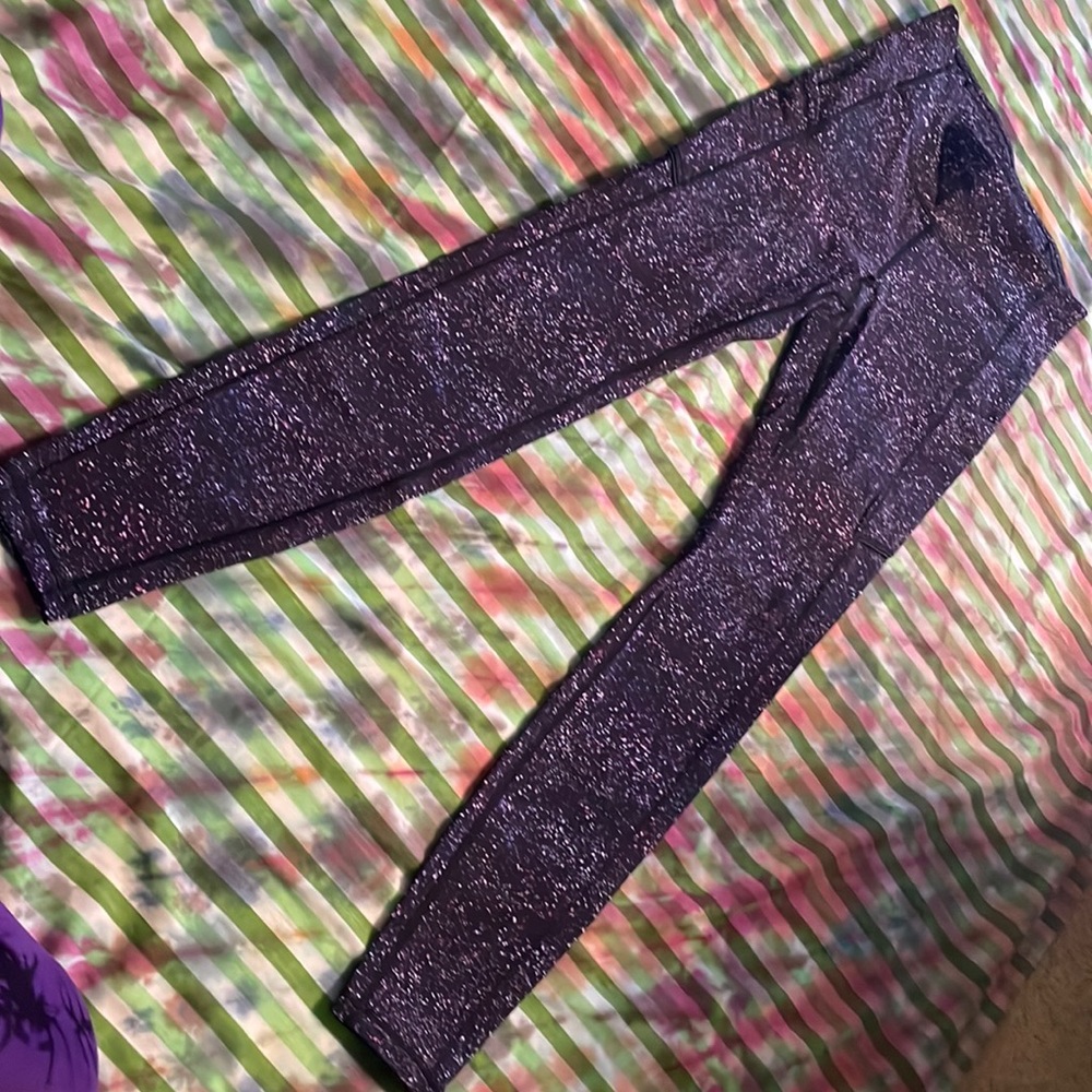 Lululemon purple glitter galaxy leggings, pockets everywhere!